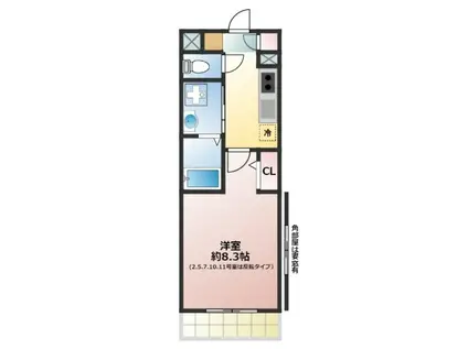 エスパシオ(1K/3階)の間取り写真