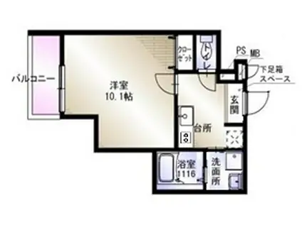 フジパレス上牧駅前(1K/1階)の間取り写真
