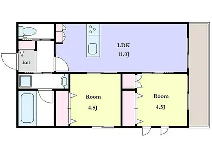 MANOIR YUKIGAYA マノワール(2LDK/2階)の間取り写真