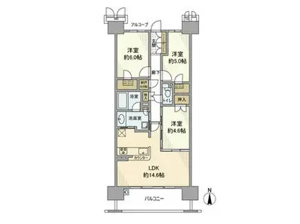 リバーガーデン福島木漏れ日の丘CDEF棟(3LDK/13階)の間取り写真