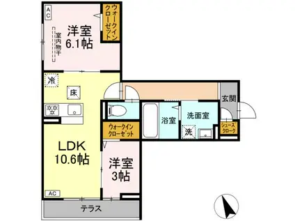 D PAINA 菅北浦(2LDK/1階)の間取り写真