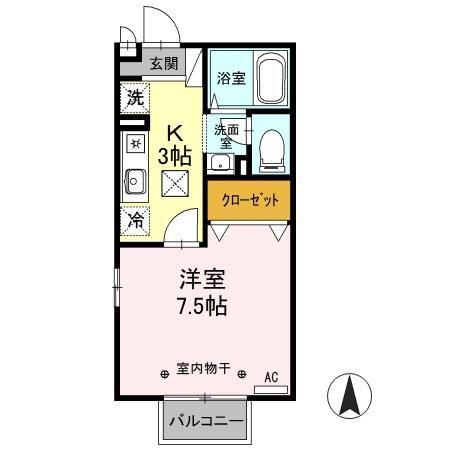 メゾン・ド・K(1K/1階)の間取り写真