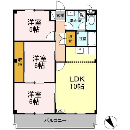 ハイム相武台(3LDK/3階)の間取り写真