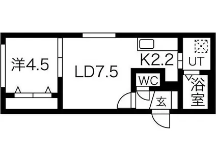 アドヴァンス山の手(1LDK/1階)の間取り写真