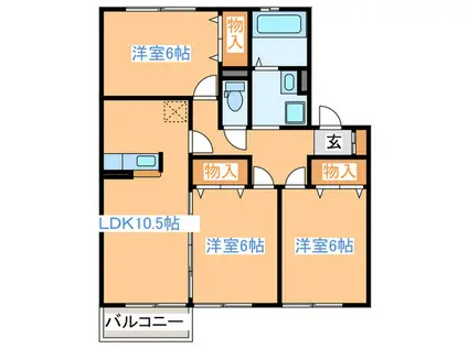 ヒルサイド華(3LDK/2階)の間取り写真