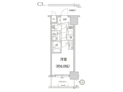 エスリード神戸大倉山ヒルズ(1K/5階)の間取り写真