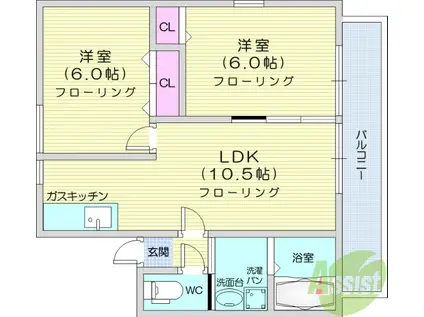 MSプレイスⅤ(2LDK/2階)の間取り写真