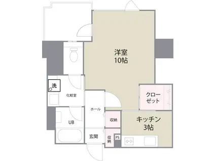 ザ クロスメント(1K/3階)の間取り写真