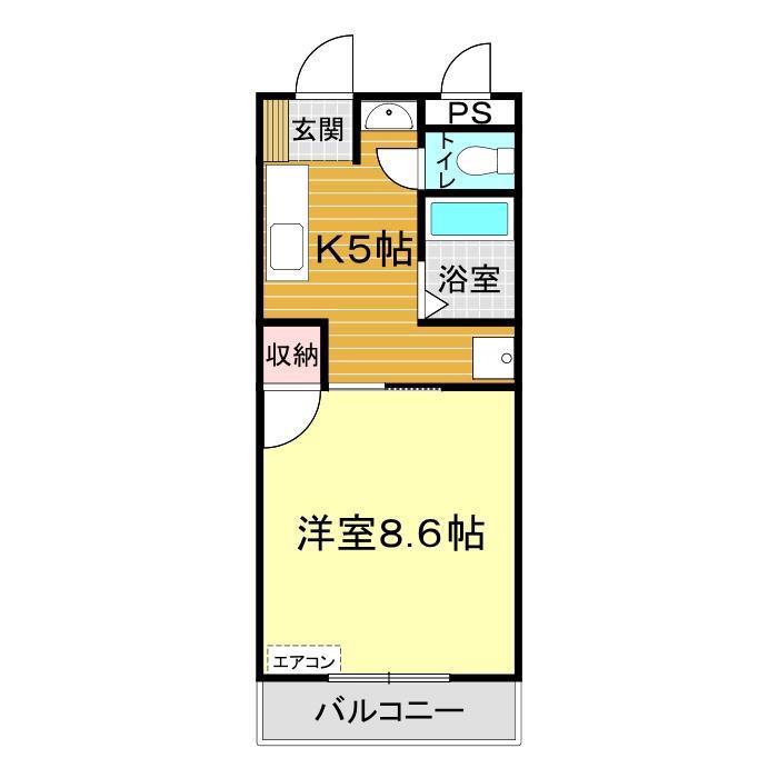 グリーンアベニュー土原NO.2(1K/4階)の間取り写真