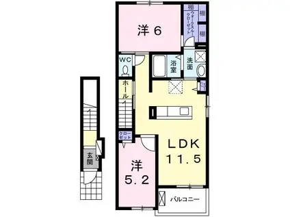 ウエストガーデンVI(2LDK/2階)の間取り写真