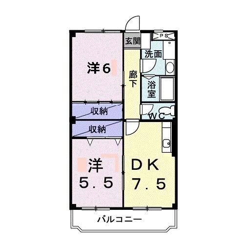 ルレーブ・ロイヤル(2DK/3階)の間取り写真