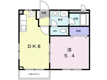 ヴェルジュU(1DK/1階)の間取り写真