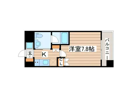 レジデンス片平(1K/7階)の間取り写真