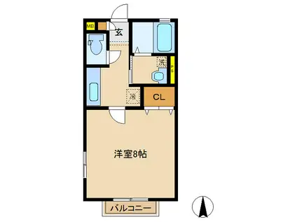 リッシT(1K/1階)の間取り写真