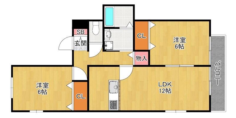カーサエスペランサ(2LDK/2階)の間取り写真