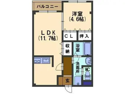 スウィートドリーム松村(1LDK/2階)の間取り写真