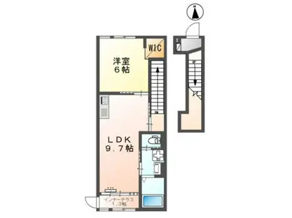 山科区四ノ宮アパート(1LDK/2階)の間取り写真