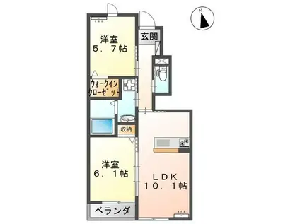 メープルII(2LDK/1階)の間取り写真