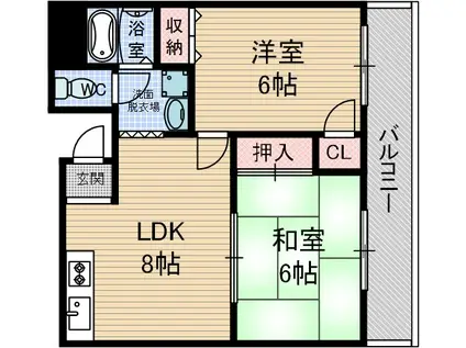 FLAT34茨木(2LDK/2階)の間取り写真