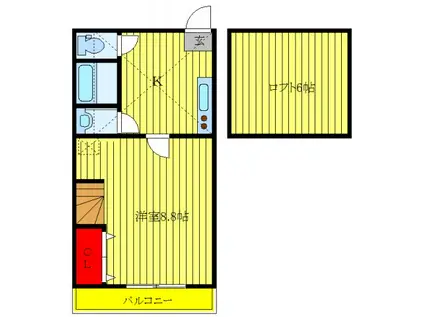 FONTANA ウエスト(1K/1階)の間取り写真