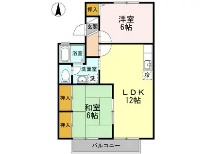 エトワール津島B棟(2LDK/2階)の間取り写真