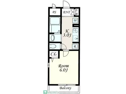 サンプレイス(1K/2階)の間取り写真