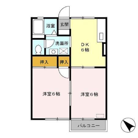 グリーンコーポ(2DK/1階)の間取り写真