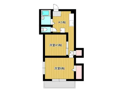 大里マンション(2K/2階)の間取り写真