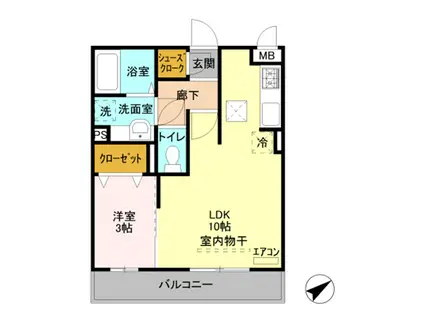 オペラハウス上大島 C(1LDK/3階)の間取り写真