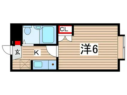 ベルシティ南小泉(1K/2階)の間取り写真