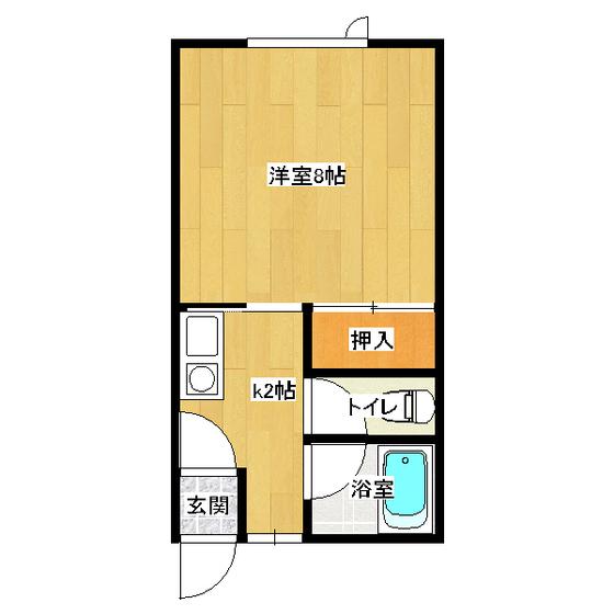 イナダマンション(1K/1階)の間取り写真
