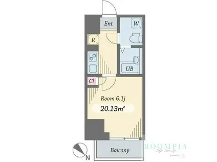 ダイヤモンドタワー西小山(1K/2階)の間取り写真