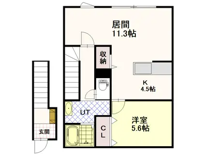 コングラゲートN1(1LDK/2階)の間取り写真