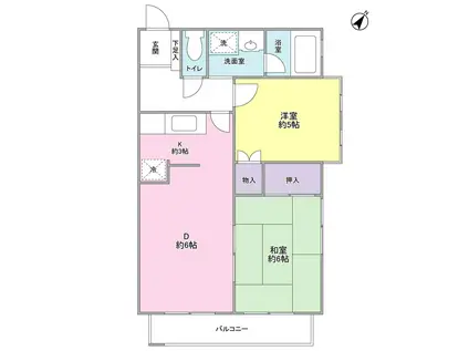 ＪＲ山手線 西日暮里駅 徒歩4分 4階建 築35年(2DK/2階)の間取り写真