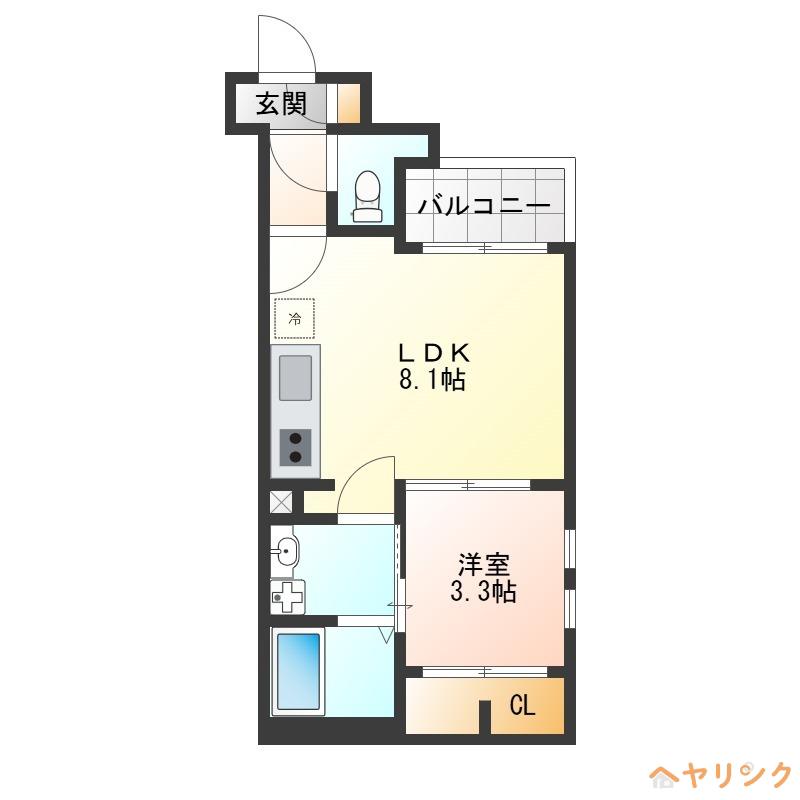CHERIM浄心ウエスト(1LDK/3階)の間取り写真