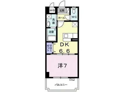 プリート(1DK/2階)の間取り写真