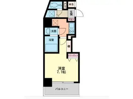 パシフィックレジデンス神戸八幡通(1K/8階)の間取り写真