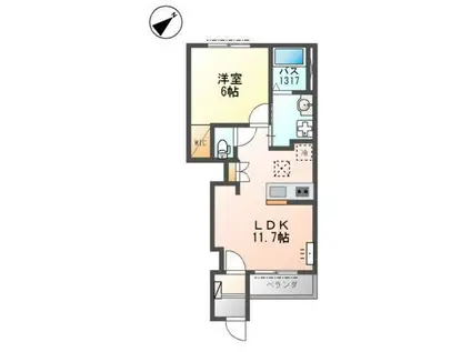 プレミアコートMII(1LDK/1階)の間取り写真