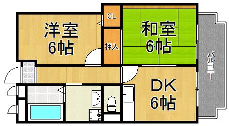 サン鹿塩(2DK/3階)の間取り写真