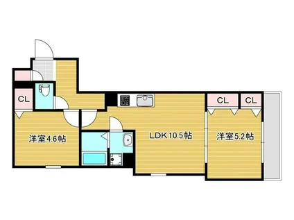 セレニティ豊川A棟(2LDK/2階)の間取り写真