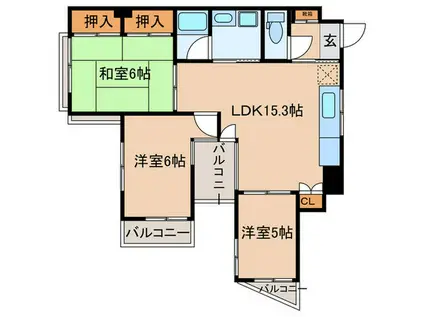 シーズンコート茶屋ヶ坂(3LDK/4階)の間取り写真