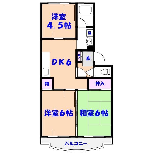 市川クローバーハイツ森(3DK/2階)の間取り写真