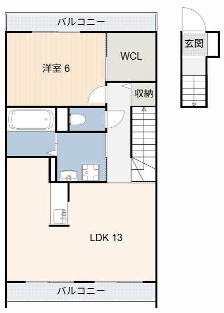 ウィルグレイス(1LDK/2階)の間取り写真