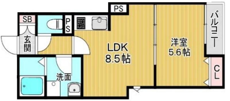 ランドレーヴ尼崎(1LDK/1階)の間取り写真