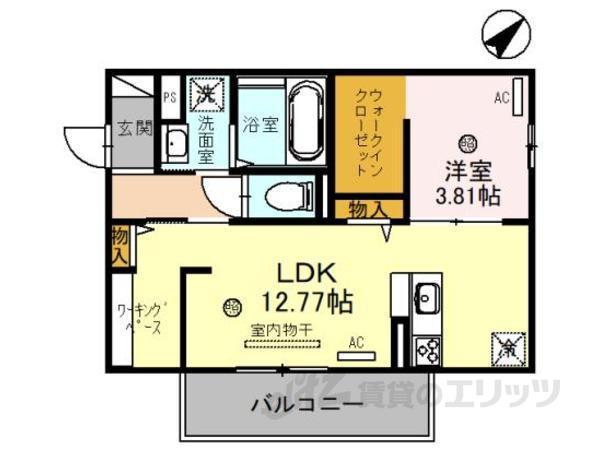 アルモニー彦根(1LDK/2階)の間取り写真