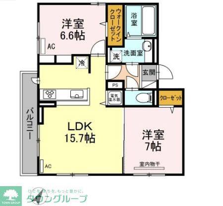 レイワパレス西新(2LDK/3階)の間取り写真