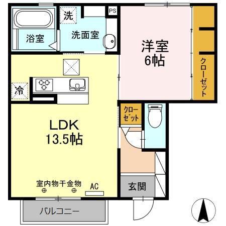 サンリットM(1LDK/1階)の間取り写真