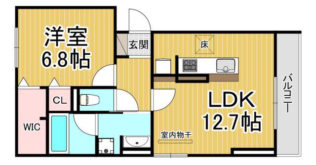 カームコート門戸(1LDK/1階)の間取り写真