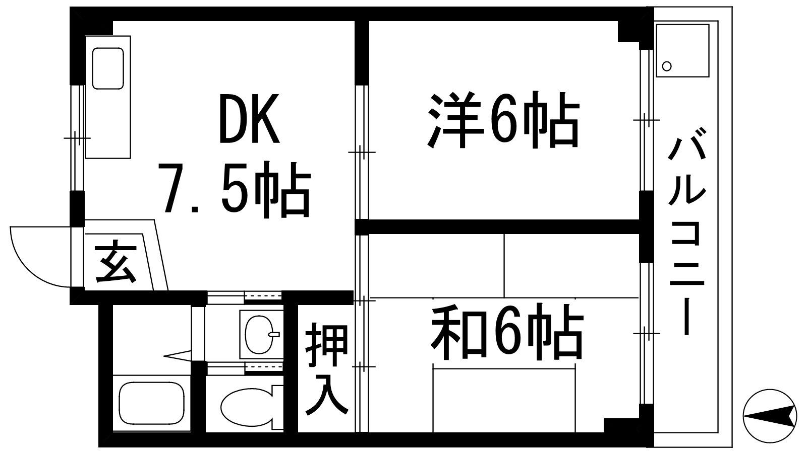 ガーデンハイツ山本(2DK/3階)の間取り写真