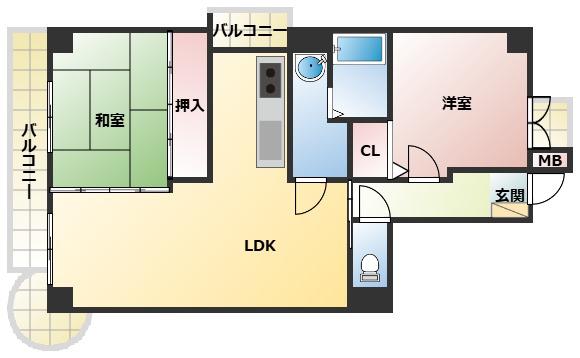 シャルム樽屋町(2LDK/5階)の間取り写真